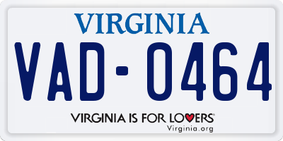 VA license plate VAD0464