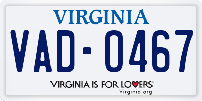 VA license plate VAD0467
