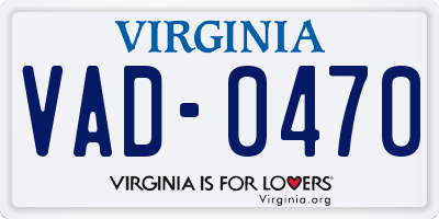 VA license plate VAD0470