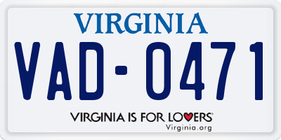 VA license plate VAD0471