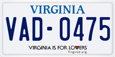 VA license plate VAD0475