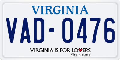 VA license plate VAD0476