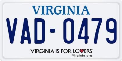 VA license plate VAD0479