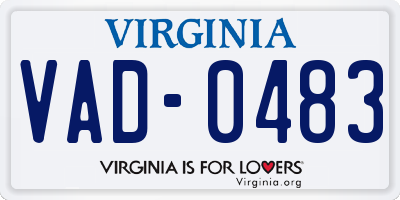 VA license plate VAD0483