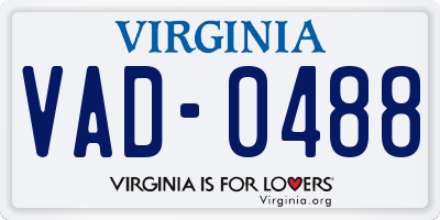 VA license plate VAD0488