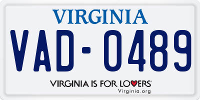 VA license plate VAD0489
