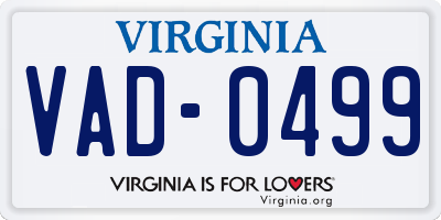 VA license plate VAD0499