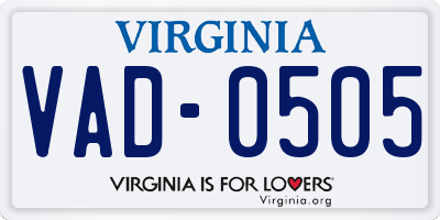 VA license plate VAD0505