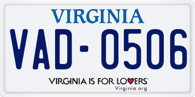 VA license plate VAD0506