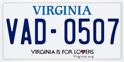 VA license plate VAD0507