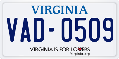 VA license plate VAD0509
