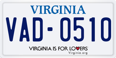 VA license plate VAD0510