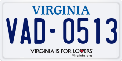VA license plate VAD0513