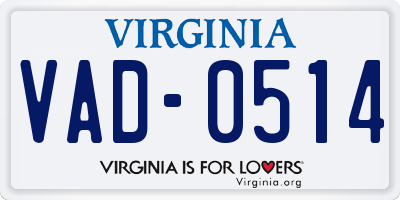 VA license plate VAD0514