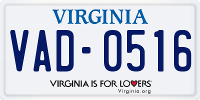 VA license plate VAD0516