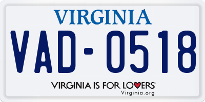 VA license plate VAD0518