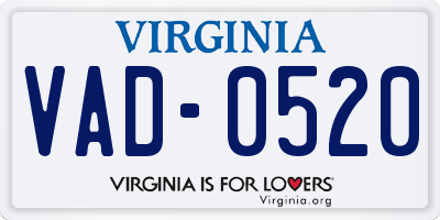 VA license plate VAD0520