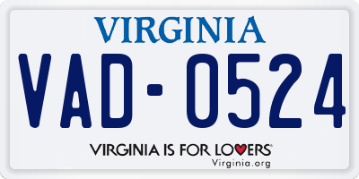 VA license plate VAD0524
