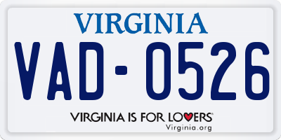 VA license plate VAD0526