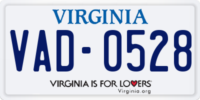 VA license plate VAD0528