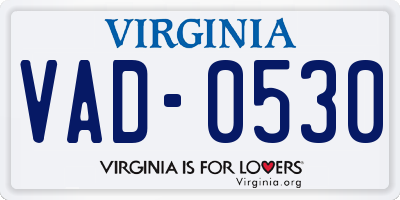 VA license plate VAD0530