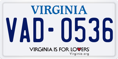 VA license plate VAD0536