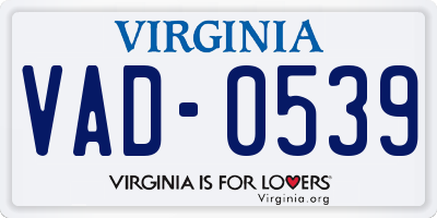 VA license plate VAD0539
