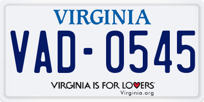 VA license plate VAD0545