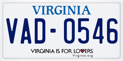 VA license plate VAD0546