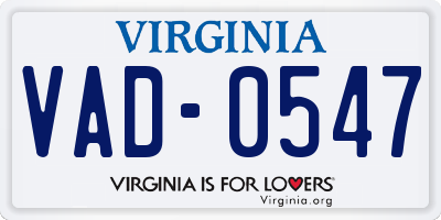 VA license plate VAD0547