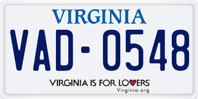 VA license plate VAD0548
