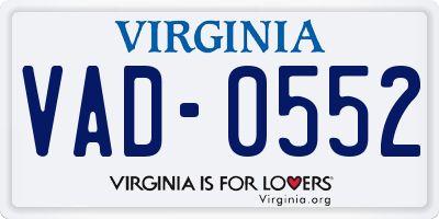 VA license plate VAD0552