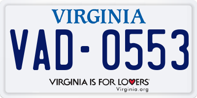 VA license plate VAD0553