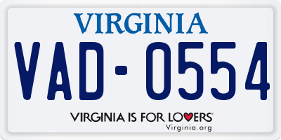 VA license plate VAD0554