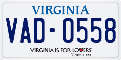 VA license plate VAD0558