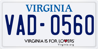 VA license plate VAD0560