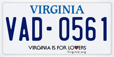 VA license plate VAD0561