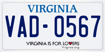 VA license plate VAD0567