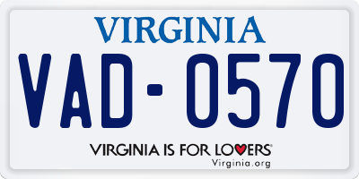 VA license plate VAD0570