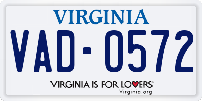 VA license plate VAD0572