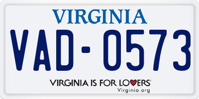VA license plate VAD0573