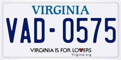 VA license plate VAD0575