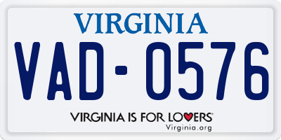 VA license plate VAD0576