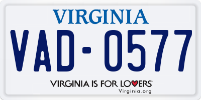 VA license plate VAD0577