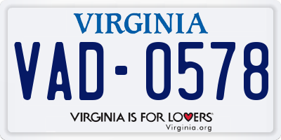 VA license plate VAD0578