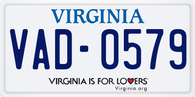 VA license plate VAD0579