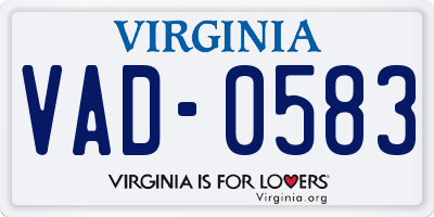 VA license plate VAD0583