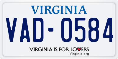 VA license plate VAD0584