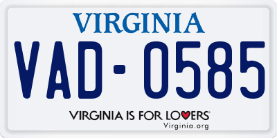 VA license plate VAD0585