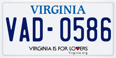 VA license plate VAD0586